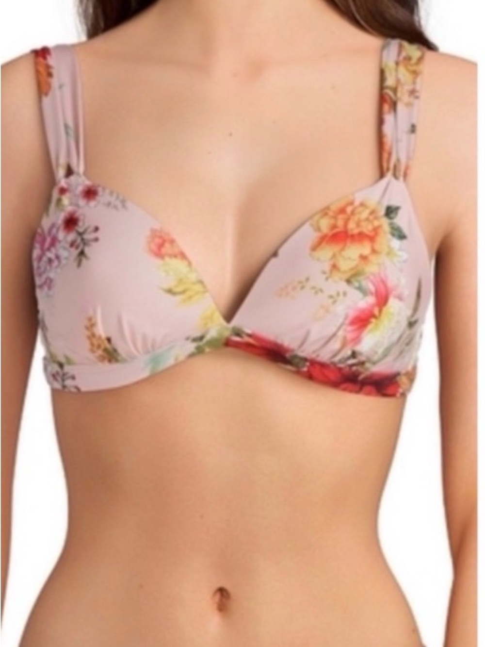 NWT Antonio Melani Overjoyed molded cup floral bikini top  L